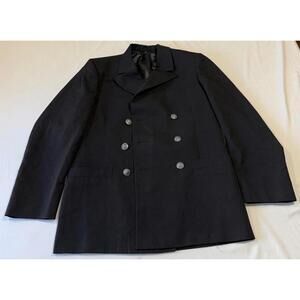 Men's Wool Black Double-Breasted Blazer Jacket Heavy duty
